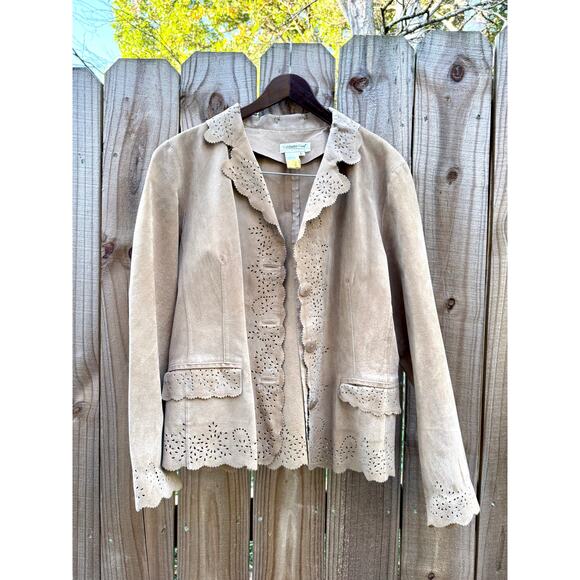 Vintage Suede Cutout Jacket — French Boheme Festival Layer (Fits S/M) - Picture 7 of 9